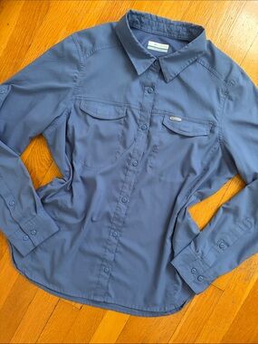Columbia XL Omni-Shade Sun Protection Sunshirt Periwinkle Blue Button Down Top